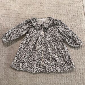 Janie & Jack Black and White Corduroy Floral Dress